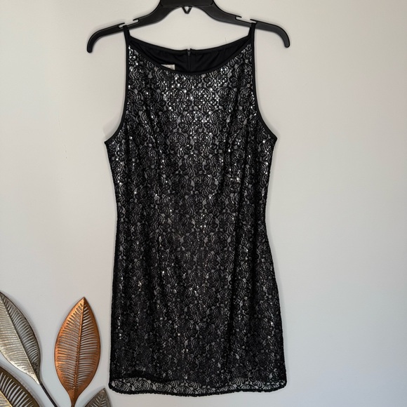 M12 Gunne Sax Jessica McClintock Lace‎ Black Mini Dress Whimsy Goth Grunge